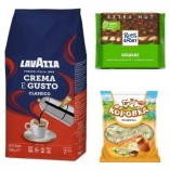 Зерновой кофе, шоколад и конфеты
